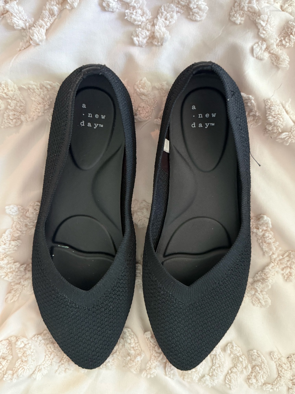 a new day Black Knit Slip-On Ballet Flats